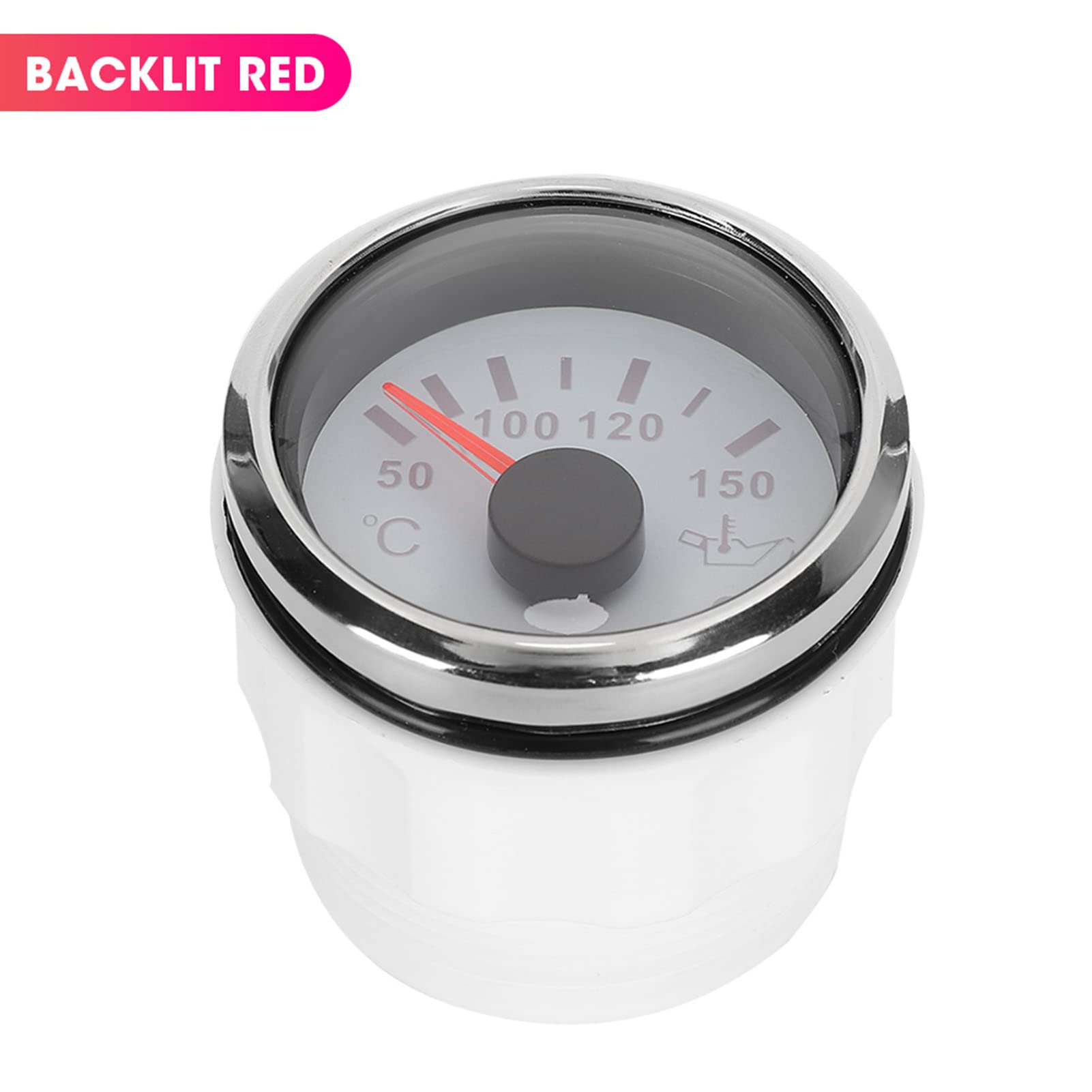 Pointeur de Température D'huile 52mm, étanche, Anti-buée, Thermomètre Automatique pour Voiture et Bateau, 2 Pouces, Noir et Blanc (Blanc)