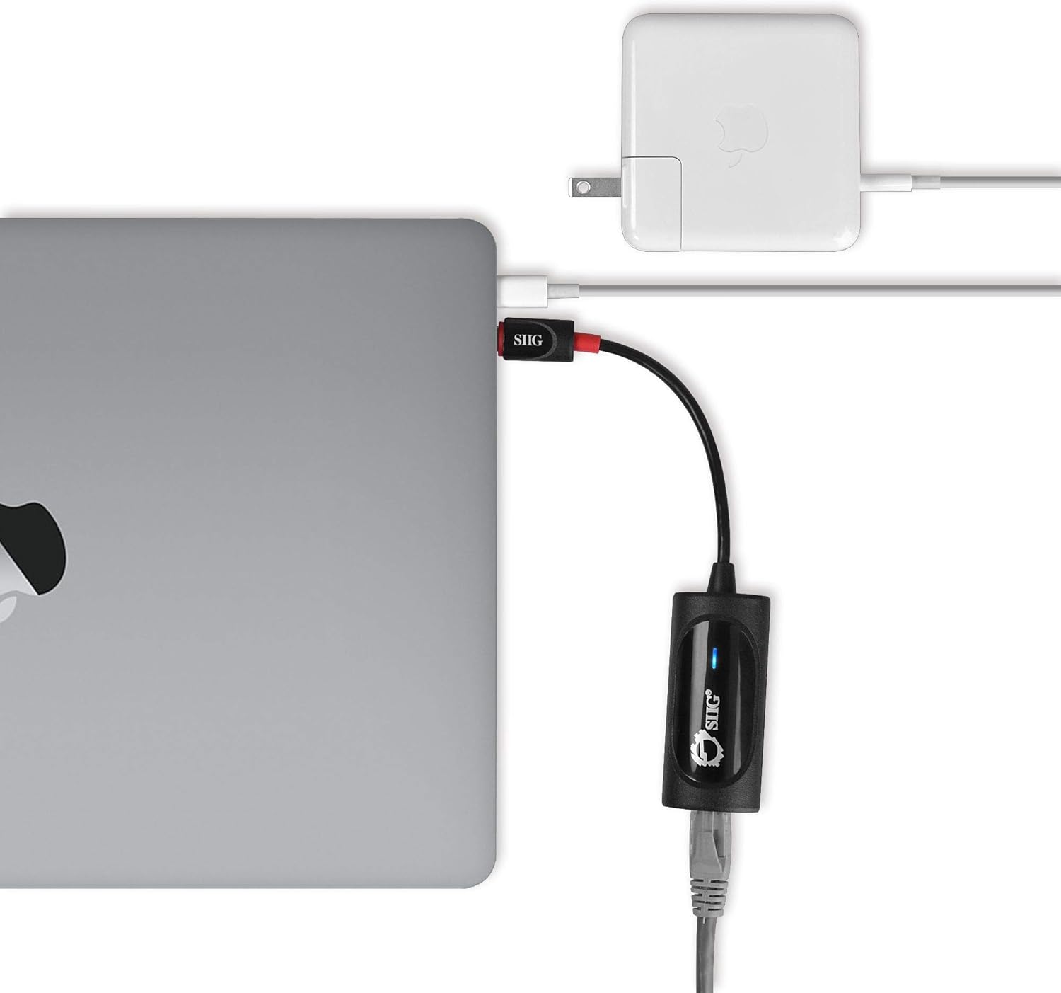 SIIG USB Type C to Gigabit Ethernet Adapter - 10/100/1000 Mbps LAN adapter for Windows and Mac Systems, Thunderbolt 3 (Black)