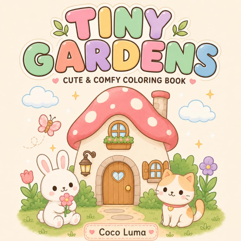 Tiny Gardens: Coloring Book for Adults and Kids (Cozy Spaces Coloring)