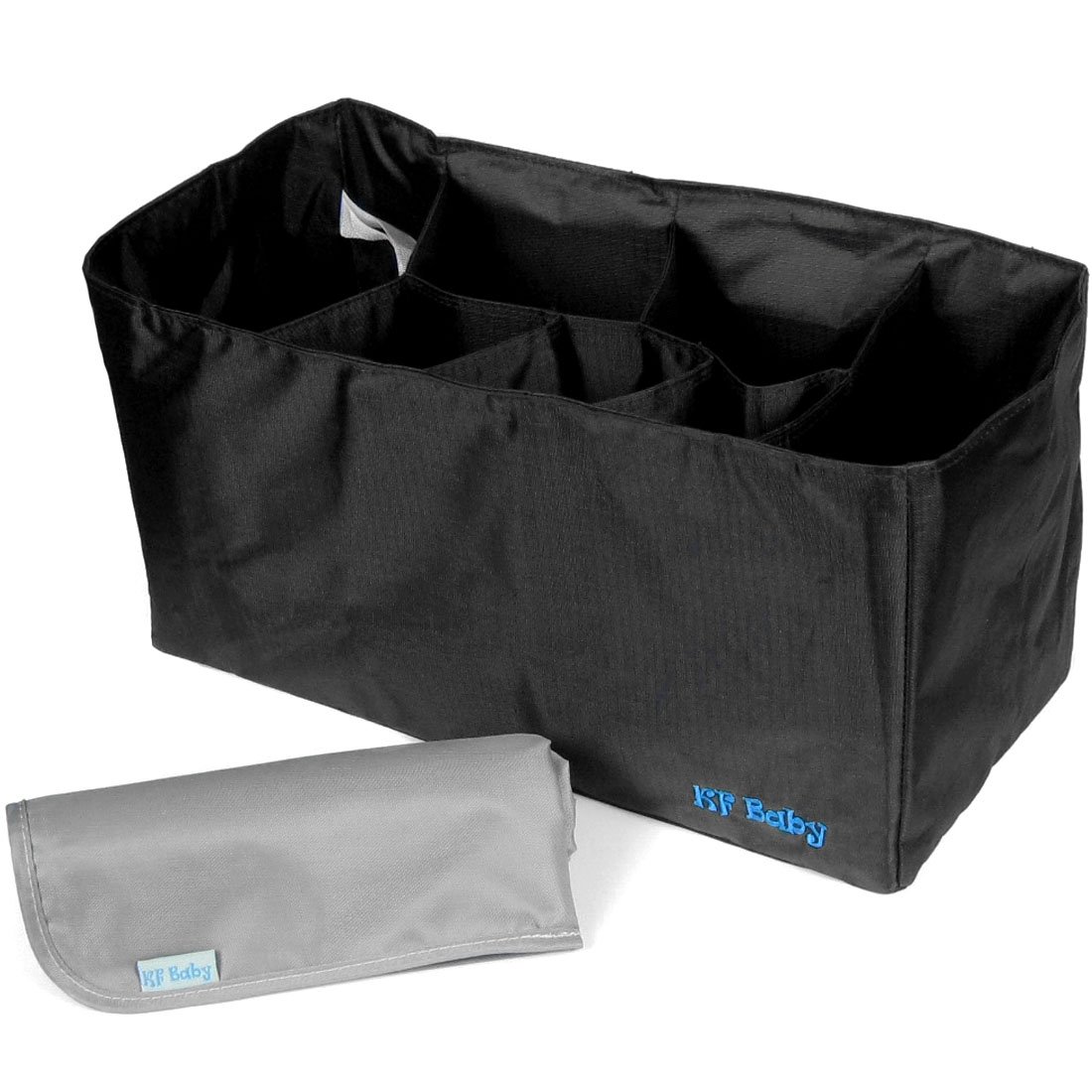 KF Baby Diaper Bag Insert Organizer (15.2 x 7.2 x 8 inch, Black) + Diaper Changing Pad Value Combo