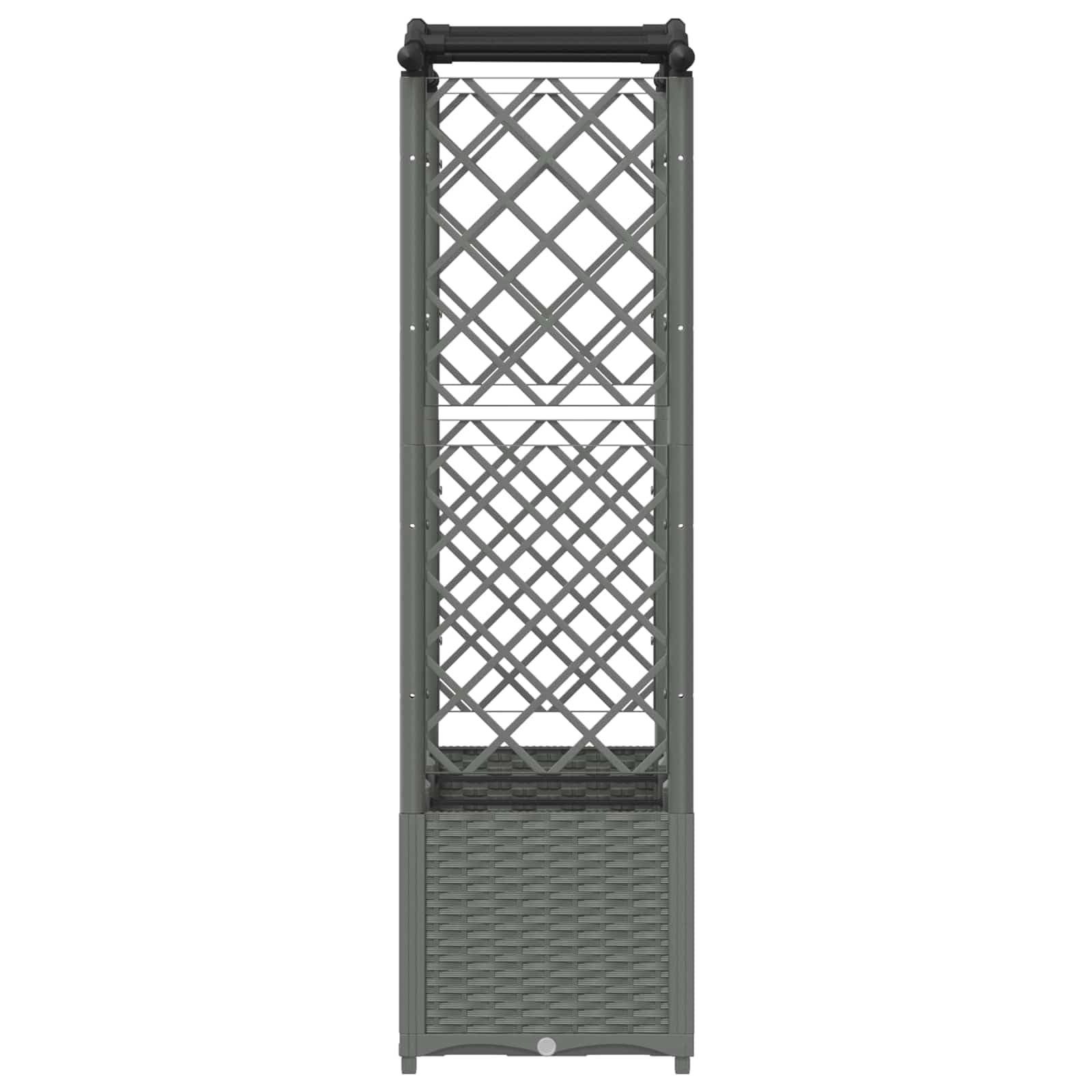 Jardinera con enrejado y techo, maceta de polipropileno gris claro, 164 x 40 x 138 cm, resistente a la intemperie para terraza y balcón, con orificio de drenaje y almacenamiento de agua para