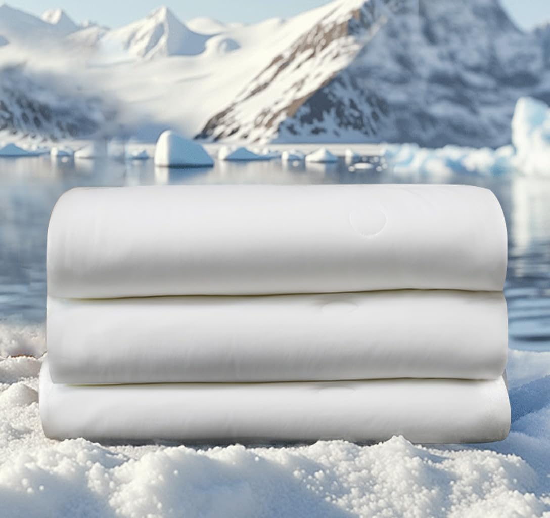 Queen Cooling Comforter with Tencel™ Fill for Hot Sleepers & Night Sweats - Lightweight, Breathable, Double-Sided Cold Blanket All Season Thin Bedding (White, Full 90"x 90")