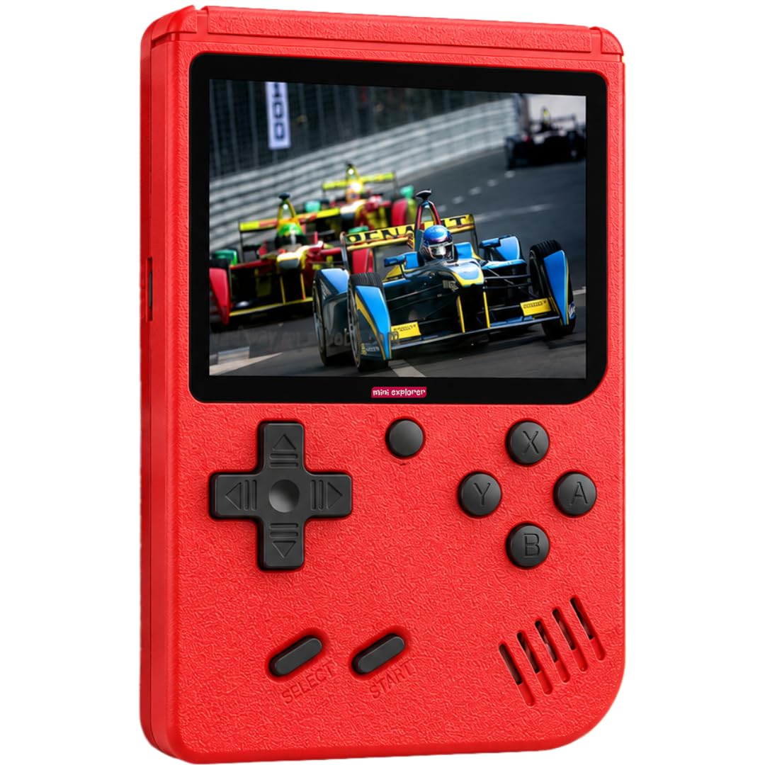 MiniExplorer Rechargeable Pocket Video Game for Kids 400 in 1 Retro Game Box Console Handheld Game Box with TV Output - Black
