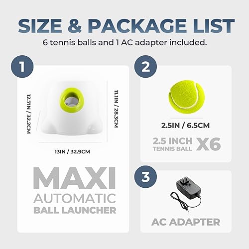 Miniatura 7 de ALL FOR PAWS Lanzador automático de bolas para perros, máquina interactiva para cachorros, bolas para mascotas, para exteriores, 6 bolas incluidas