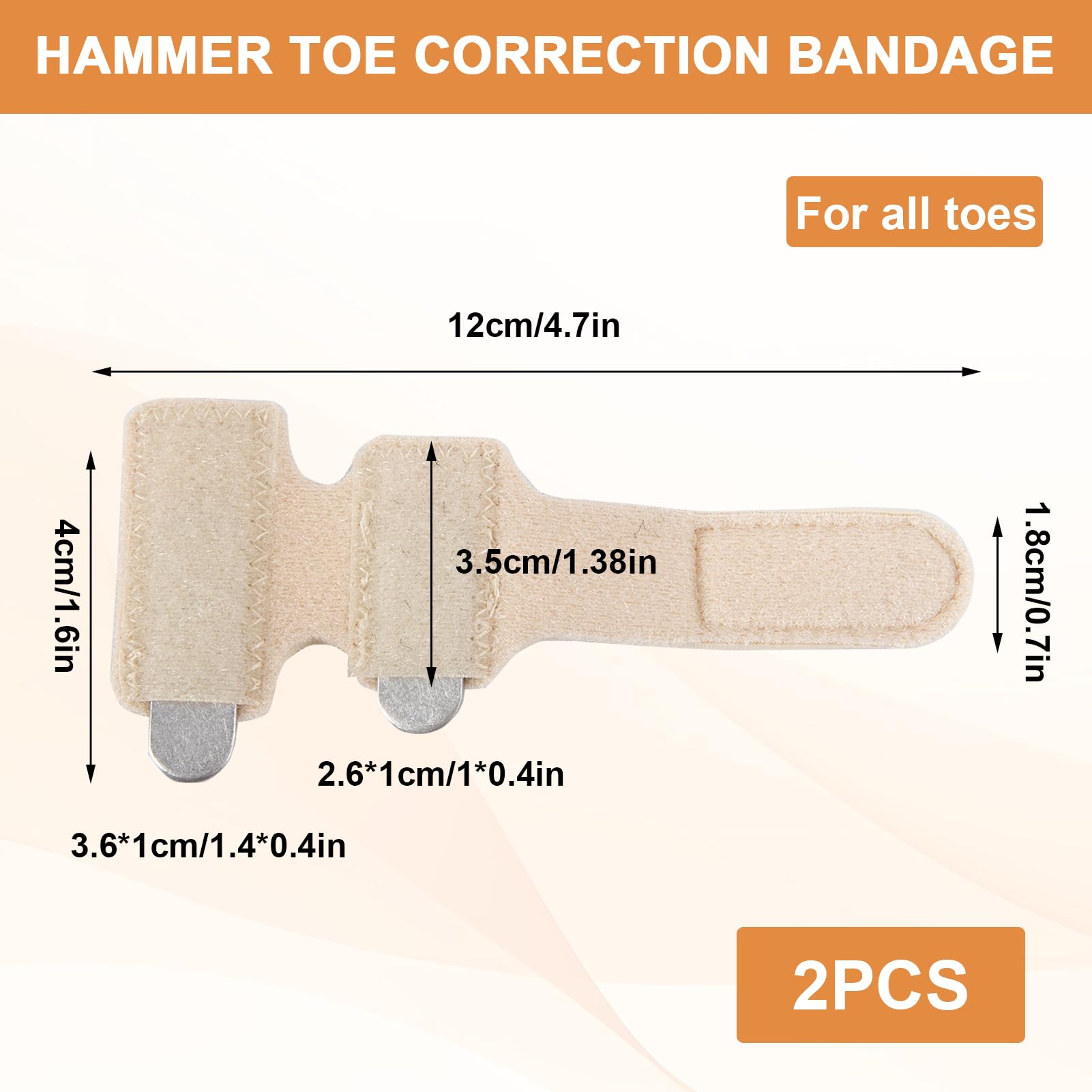 2 PCS Zehenschiene, Zehenglätter Für Hammerzehen Korrektur, Zehenschutz, Krallenzehen, Gekrümmte Zehen, Gebrochenen Zehen, Verstauchung Für Männer Und Frauen Geeignet, Beige