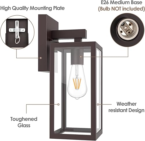 Vista 17 de MAXvolador Farol de pared para exteriores, aplique de pared impermeable exterior, lámpara de montaje blanca antioxidante, luces de cristal