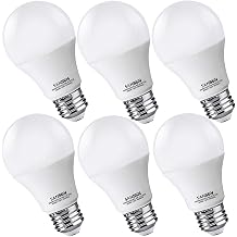 8W A19 LED Light Bulbs, 4000K Daylight White, Non-Dimmable, 6-Pack