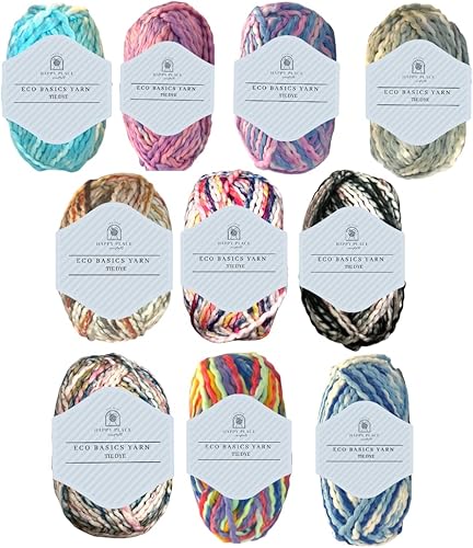 Miniatura 7 de Eco Basics - Ovillo de hilo grueso para tejer y tejer ganchillo, acrílico reciclado, ecológico, hilo grueso gigante, arcoíris, jumbo, total de 10.5