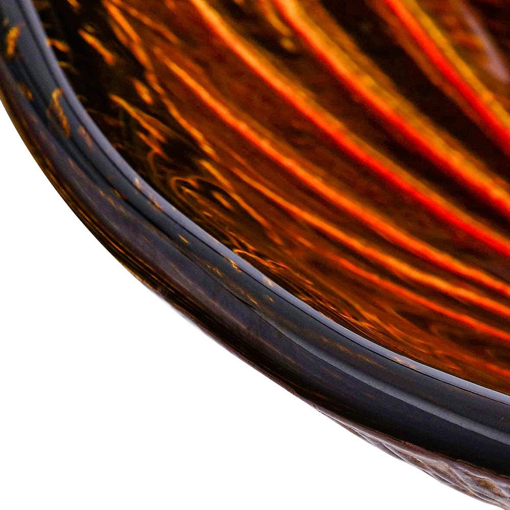 Orange Shell Pattern Tempered Glass Vessel Round Bathroom Sink Counter Top Installation Modern Artistic Vanity Sinks Glass Vessel Sink with Pop up Drain,Singlesink