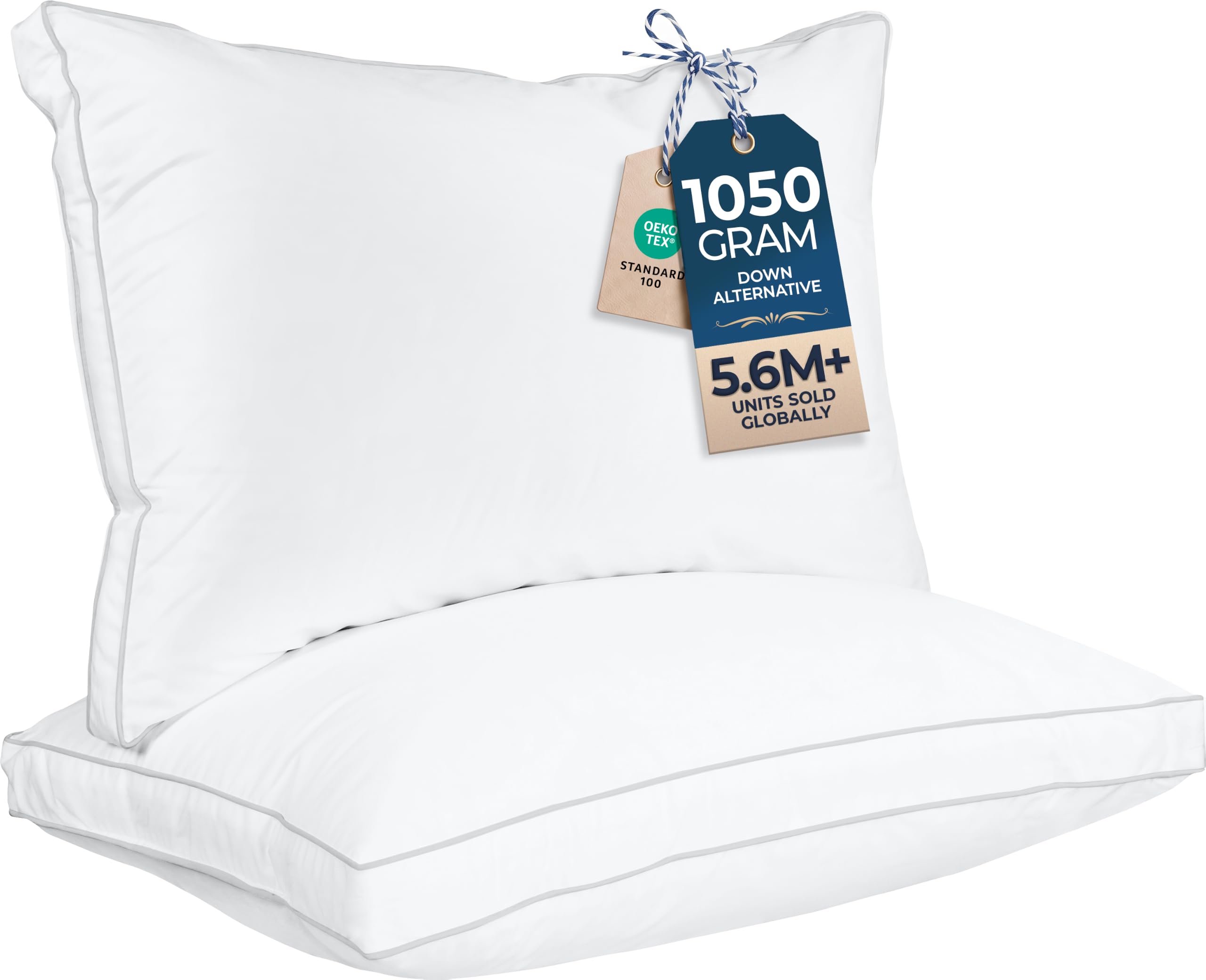 Utopia Bedding Bed Pillows for Sleeping Queen Size (White), Set of 2, Cooling Hotel Quality, Gusseted Pillow for Back, Stomach or Side Sleepers
