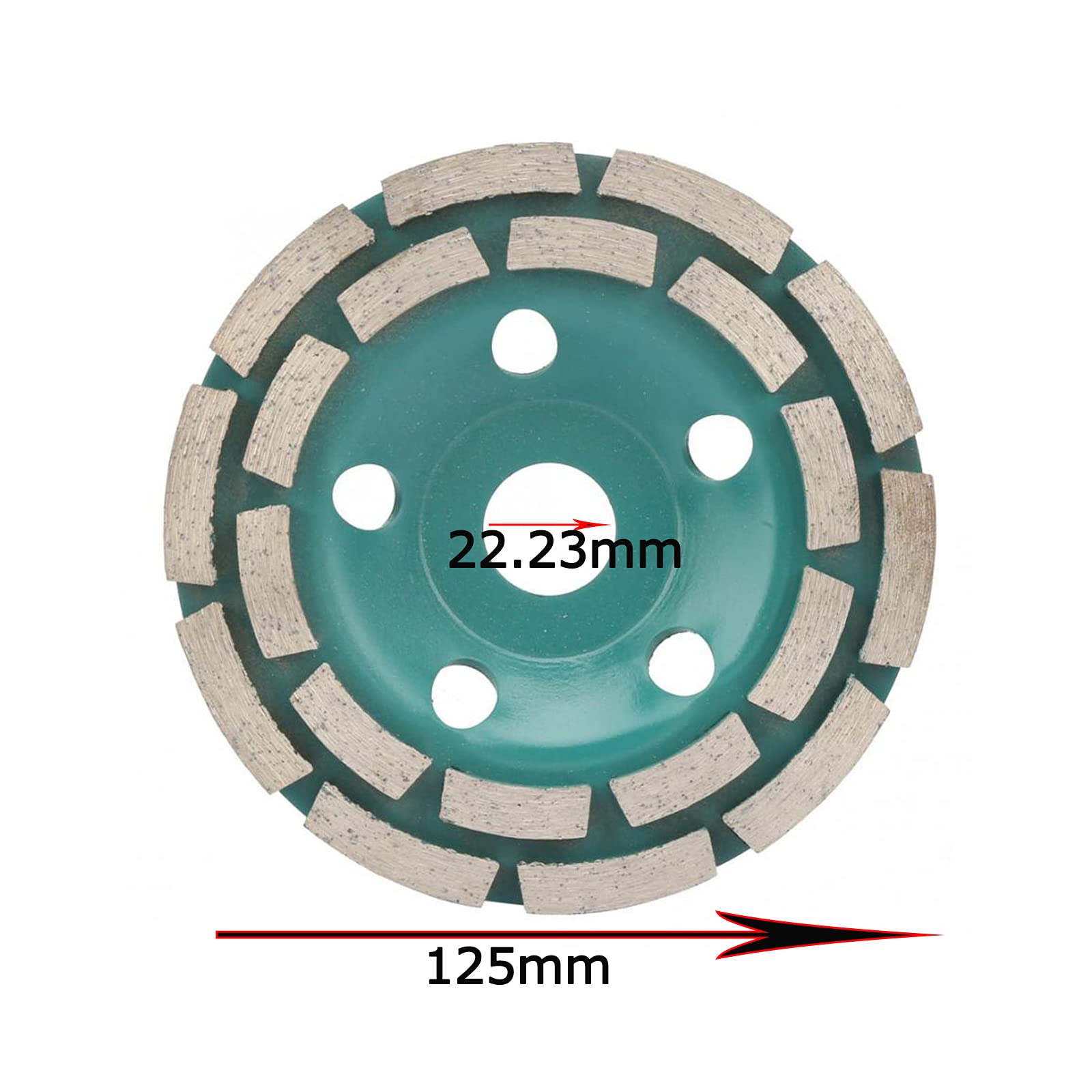 Mola per Lucidare, Disco da Taglio a Segmenti per Mola a Tazza Diamantata a Doppia da 5" 125 X 22,2 Mm 12 Segmenti per Calcestruzzo a Turbo per Carichi Pesanti
