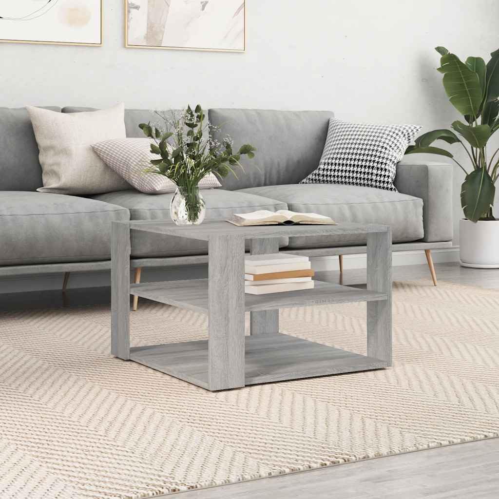 Table basse bois d'ingénierie gris Sonoma 58x58 cm meuble de rangement salon moderne