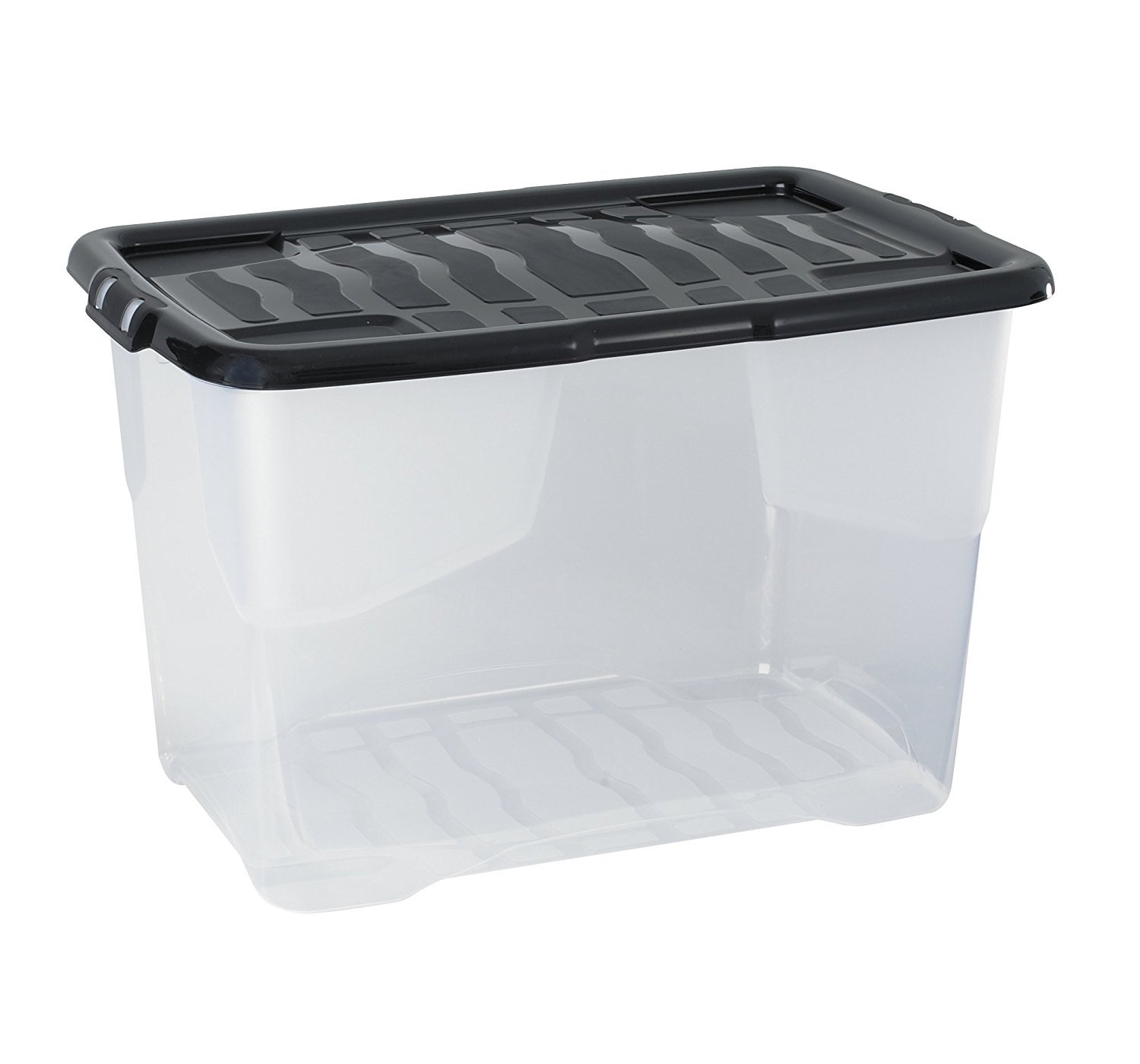 Strata Black Curve Storage Box & Lid 65L Clear