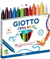 GIOTTO Cera Maxi Tri, Giz de Cera Triangular Estojo com 12 Cores
