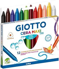 GIOTTO Cera Maxi Tri, Giz de Cera Triangular Estojo com 12 Cores