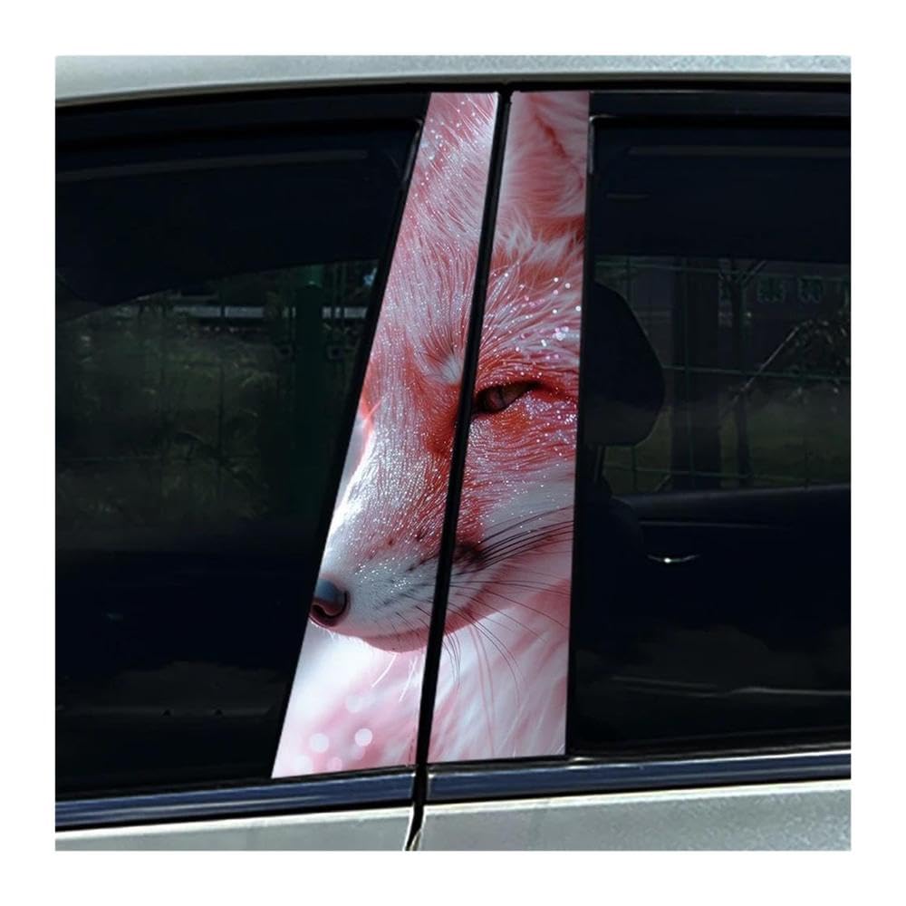 Decorative Items 2PCS Animal Tiger Fox Lion Car Center Pillar Sticker B Pillar Protective Film Decoration(I)