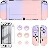 Vista 1 de DLseego Switch OLED Protective Case Dockable Hard Shell Anti-Scratch Cover Joycon Accessory Skin with 6PCS Thumb Grips Caps and 2Pc Screen