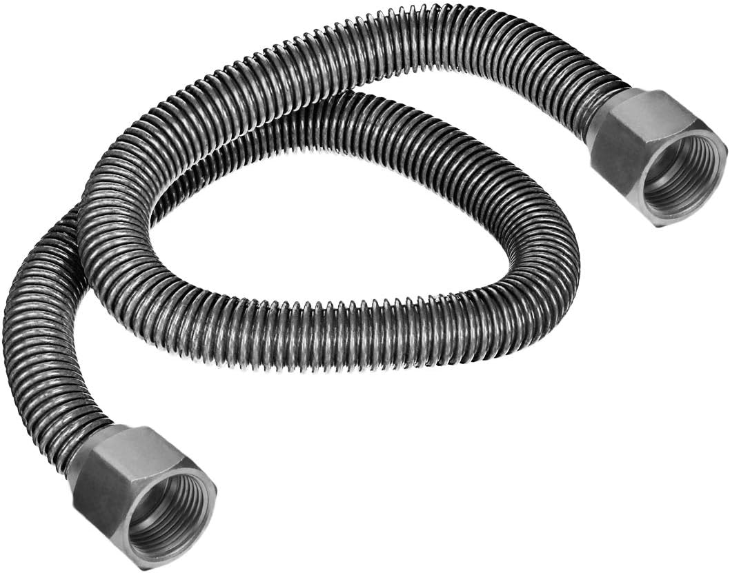 Flextron FTGC-SS12-60 58" Gas Line Connector with 5/8" Outer Diameter and Nut Fittings, Stainless Steel