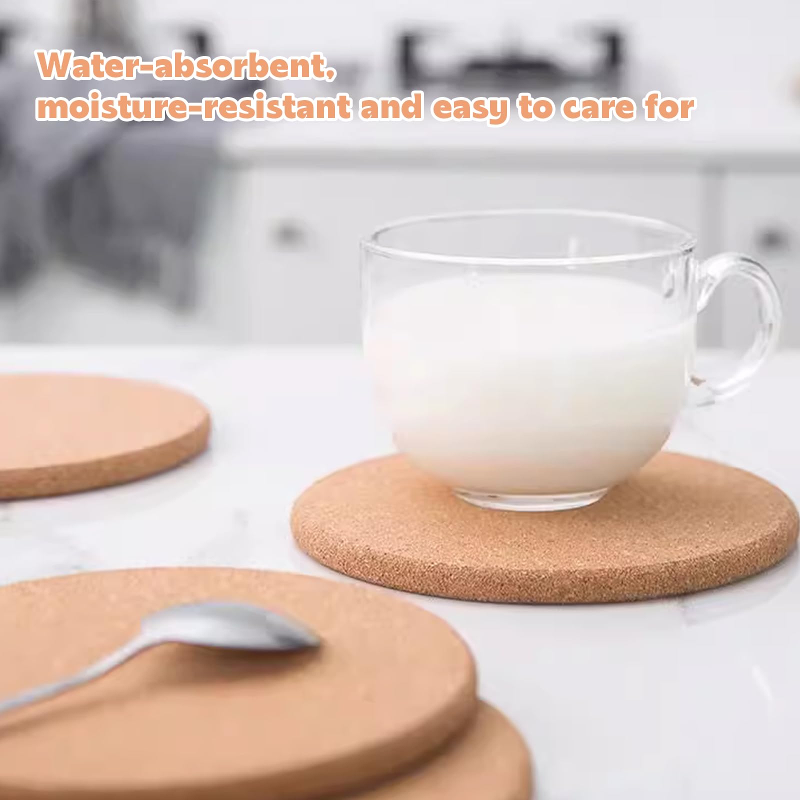 24 Sottobicchieri In Sughero Naturale - Diametro 10cm Riutilizzabili Per Casa E Ufficio - Foto 5