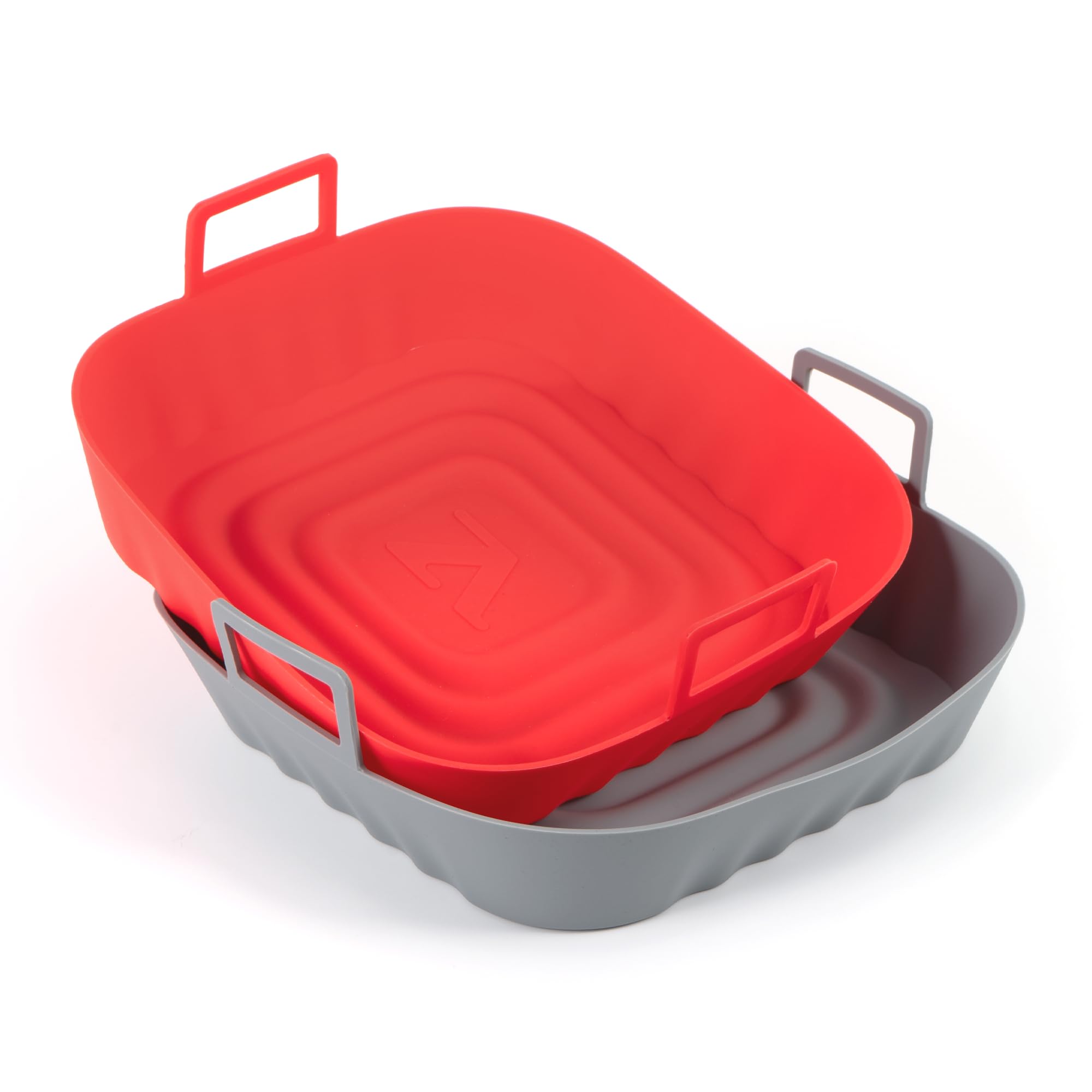 Li&Zhao Silicone Air Fryer Liners Reusable - 2 PCS Square Air Fryer Inserts Air Fryer Accessories 4 to 7 Qt Silicone Liners for Air Fryer Basket(Red & Gray)