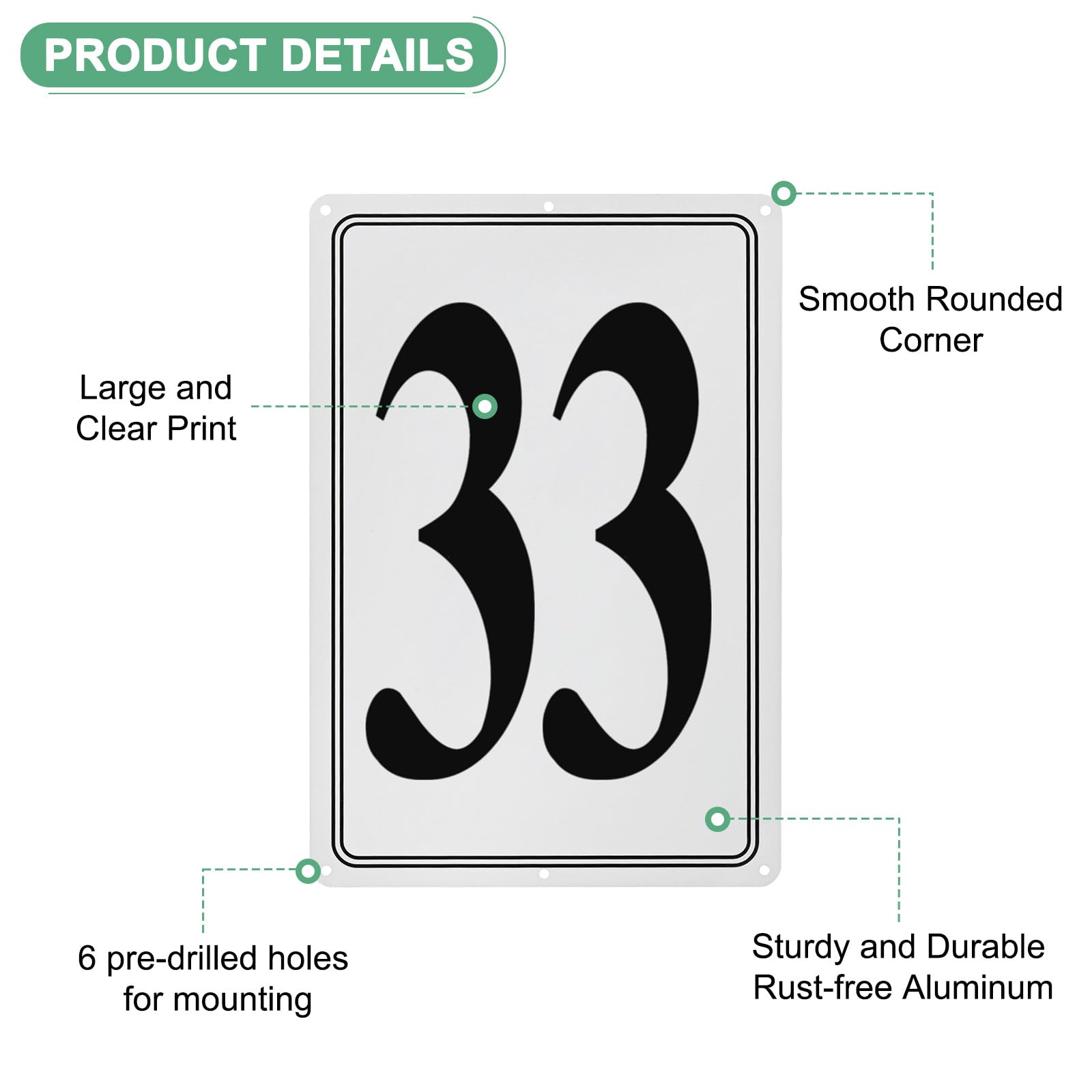 M METERXITY Aluminum Number Sign 33, 11.8 Inch House Numbers and Metal Letters, Parking Spot Letter Signs - Image 2