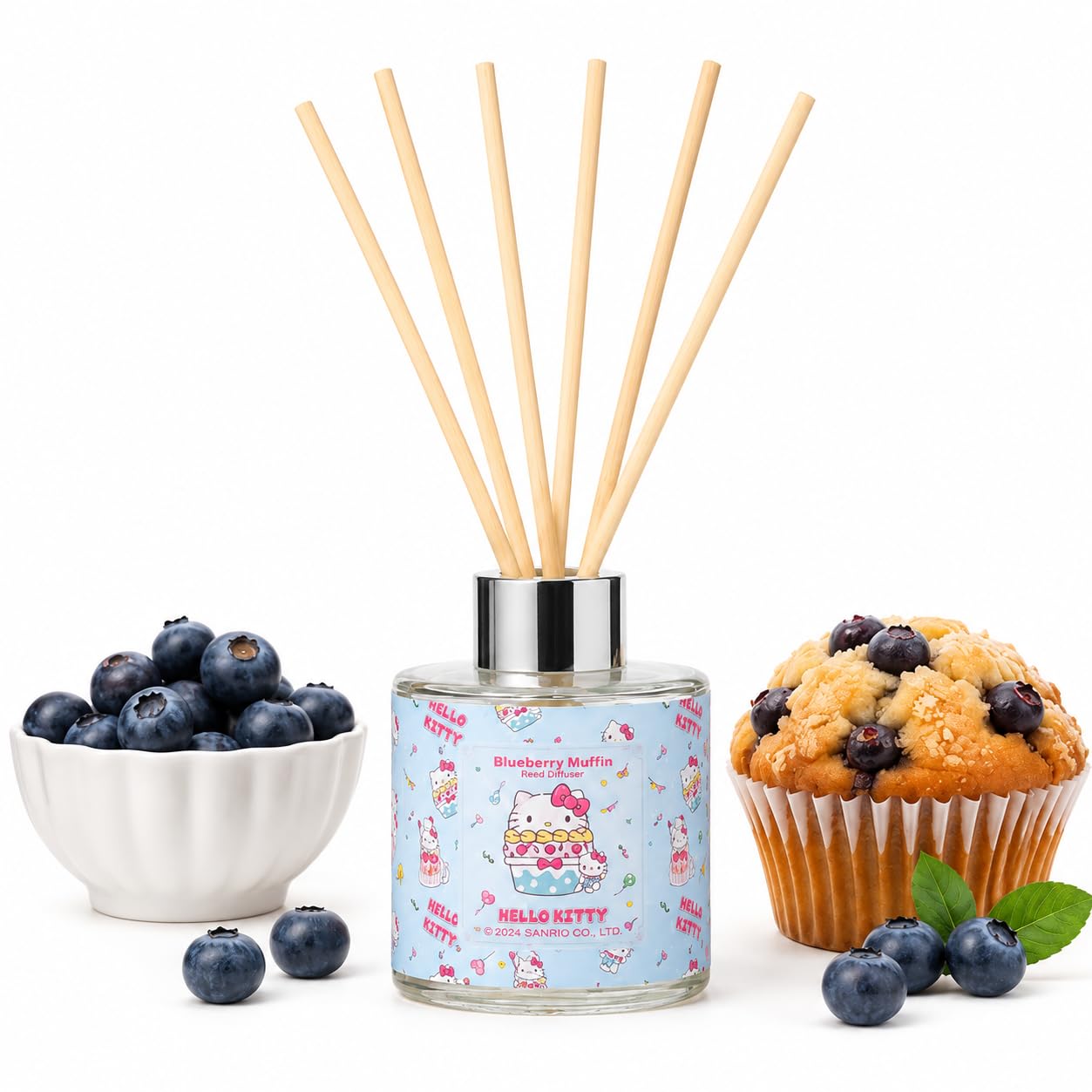 Hello Kitty Reed Diffuser Collection-100ml Fragrance Oil Home Fragrance Sweet, Floral & Fruity Scents –Long Lasting 3 months - Home, Kitchen, Bathroom (Blueberry Muffin)