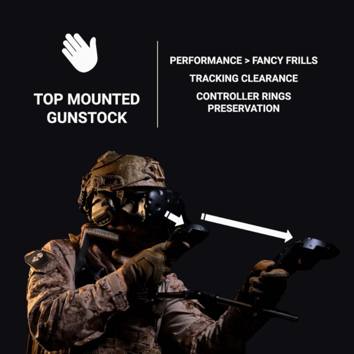MagTube Rifle Gunstock para juegos VR FPS para mejorar la visión alineando los mandos con articulaciones y configuraciones múltiples para auriculares válvula índice en cromo y gris