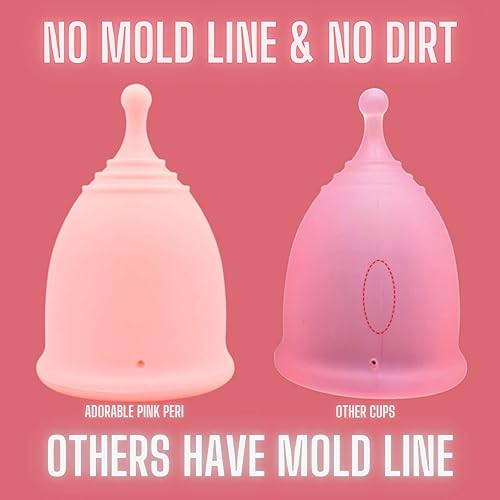 Miniatura 5 de Adorable Pink Peri - Taza menstrual rosa reutilizable con bolsa de almacenamiento para viajes (L, rosa)