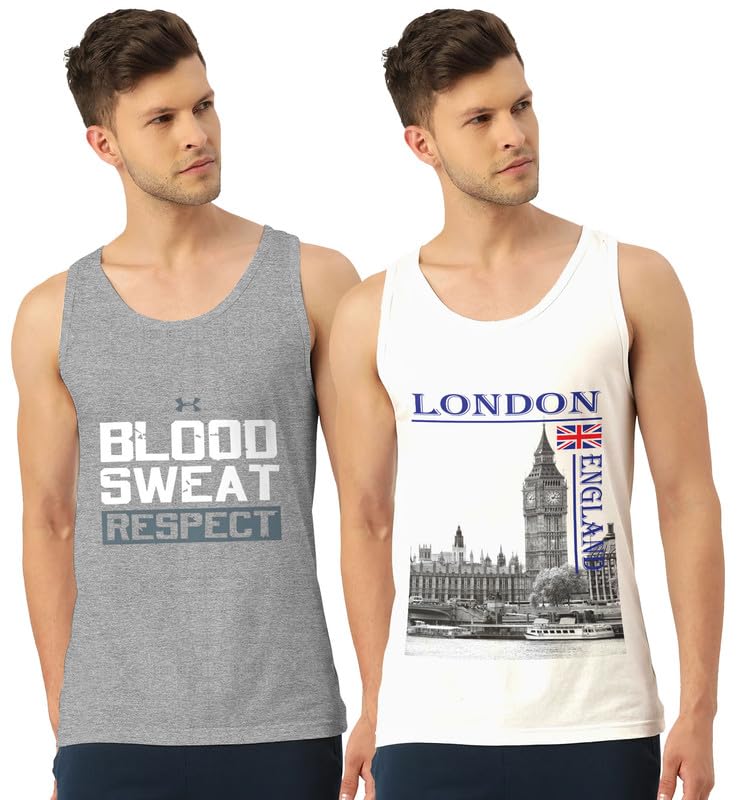 reorea Men's Regular Fit Trendy Printed Sleevless Vest with Elegant Design | Super Soft Light Weight and Comfortable Casual Innerwear Sando/Baniyan-picture-12