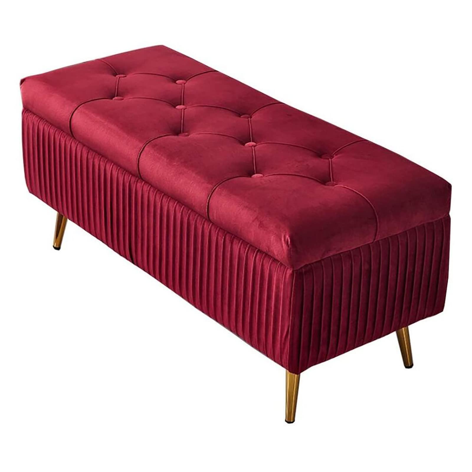 Taburete reposapiés de terciopelo moderno y arcón de almacenamiento rectangular