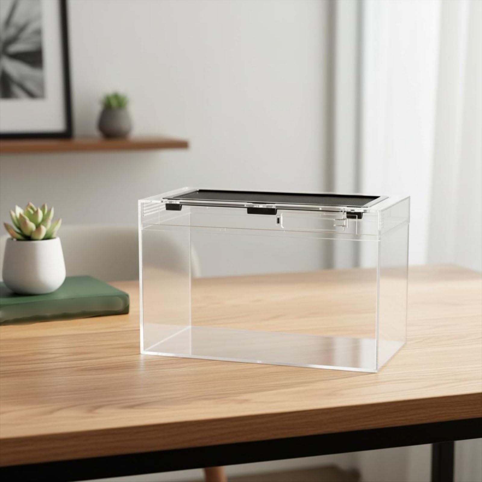 Reptile Terrarium Terrario para Reptiles Acuario Vivario Habitáculo con Visibilidad Panorámica de 360 Grados Tapa de, Acuario De Cría Integrado Sin Mascotas