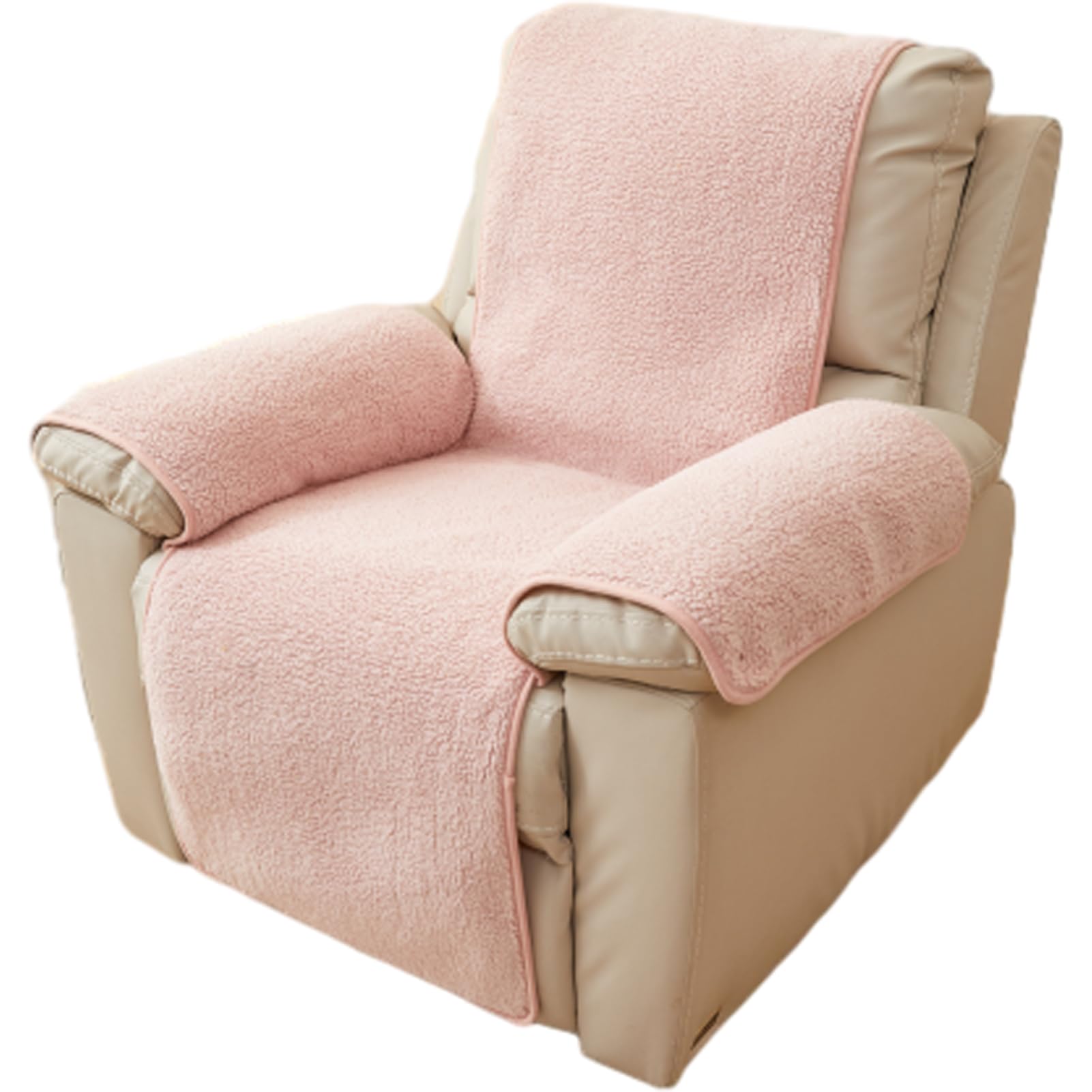 HonunGron Reversible Armchair Protector Sherpa Recliner Chair Cover Non Slip Armchair Cover Soft Washable Sofa Slipcover Furniture Protector Cover for Kids and Pets (Pink,56 * 207cm)