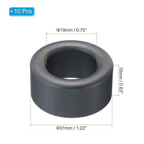 Miniatura 2 de PATIKIL Núcleo toroide de ferrita, 10 unidades de núcleo toroide de 1.2 pulgadas ODx0.7 pulgadas IDx0.6 pulgadas H anillos de ferrita transformador
