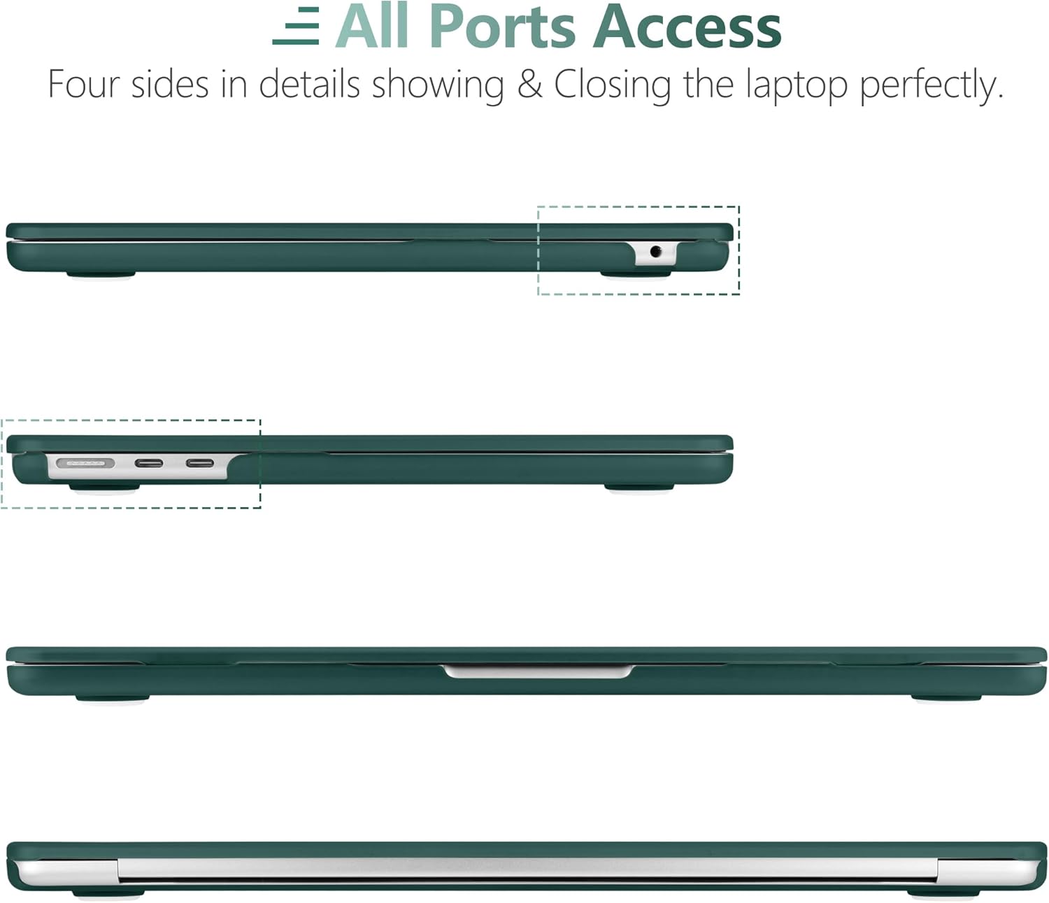 DONGKE Compatible with MacBook Air 13.6 inch Case M4 M3 M2 2025 2024 2023 2022 A3240 A3113 A2681, Plastic Hard Shell & Keyboard Cover for MacBook Air M4 13 inch Case, Matte Teal - Image 4