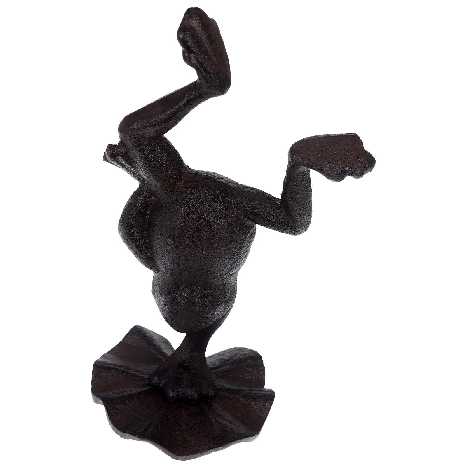 UKCOCO Retro Gusseisen Frosch Figur im Yoga Stil Einzigartige Umgedrehte Froschdeko für Garten und Zuhause Kunstvolles Vintage Miniatur Tierornament in Schwarz