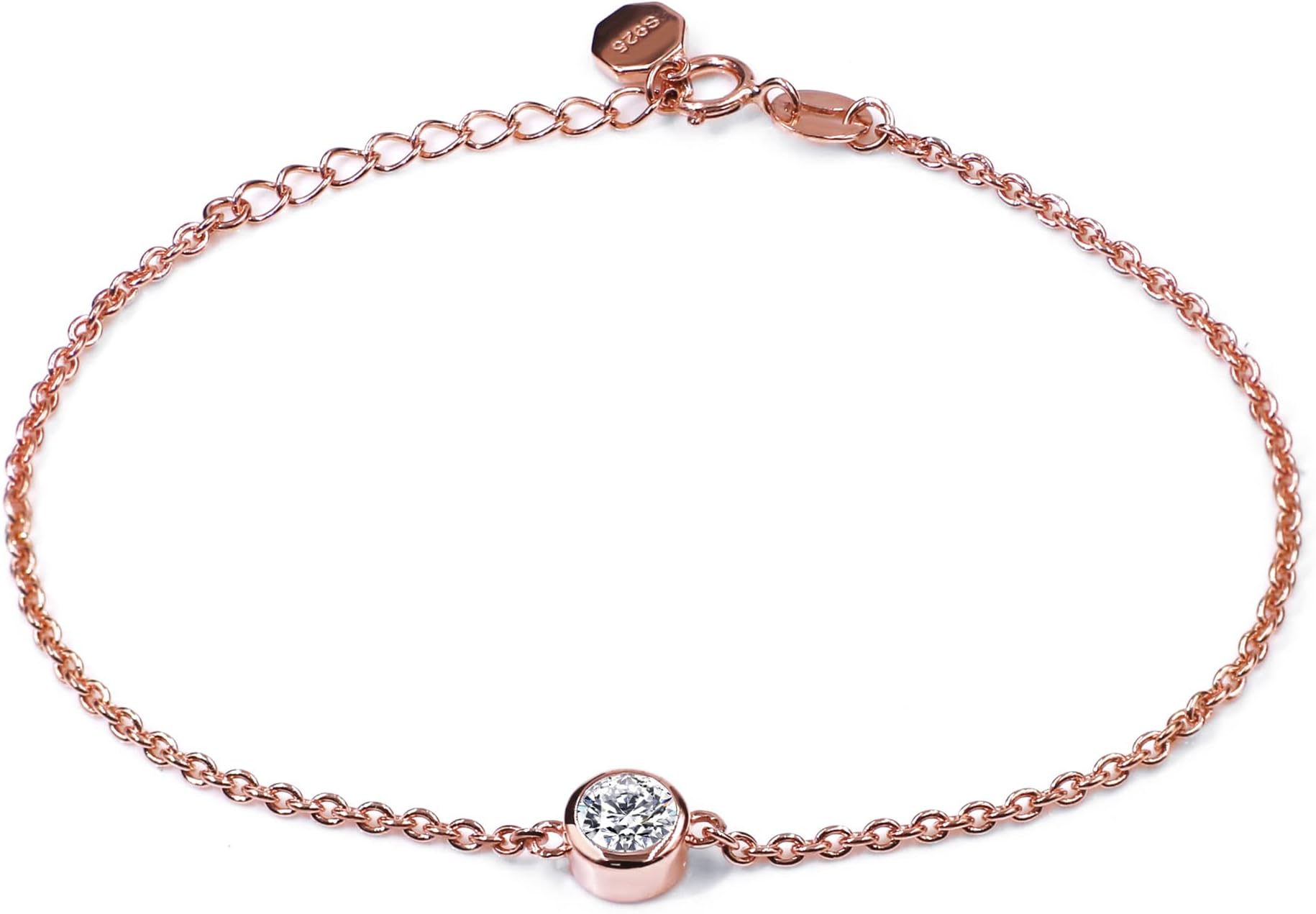 TIANYU GEMS0.5CT Moissanite Bracelet For Women 925 Sterling Silver Gold Plated Bezel Set Solitaire Bracelet link DF Color VVS Clarity Moissanite Anniversary Birthday Gift