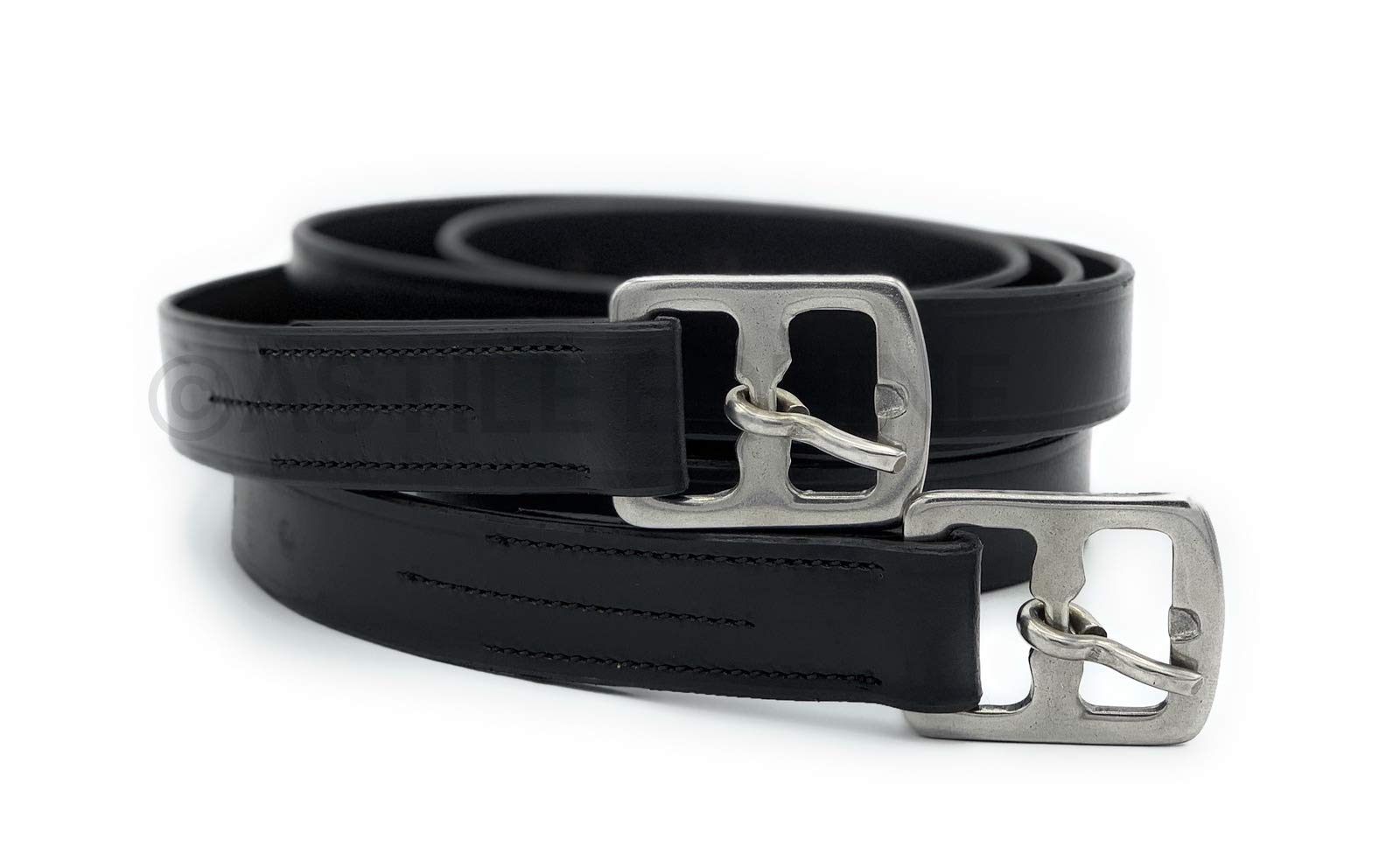 Cuero de estribo para adultos o niños, color negro y marrón, cuero fuerte con acabado suave (137 cm, negro)