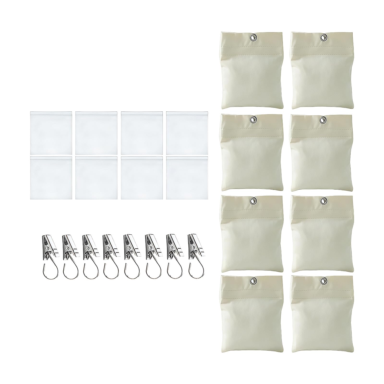 Msioytog Of 8 Curtain Weight Bags Canvas Storage Sandbag with Sealed Bags and Metal Clips for Outdoor Patios Curtains Drapes Drapery Weights