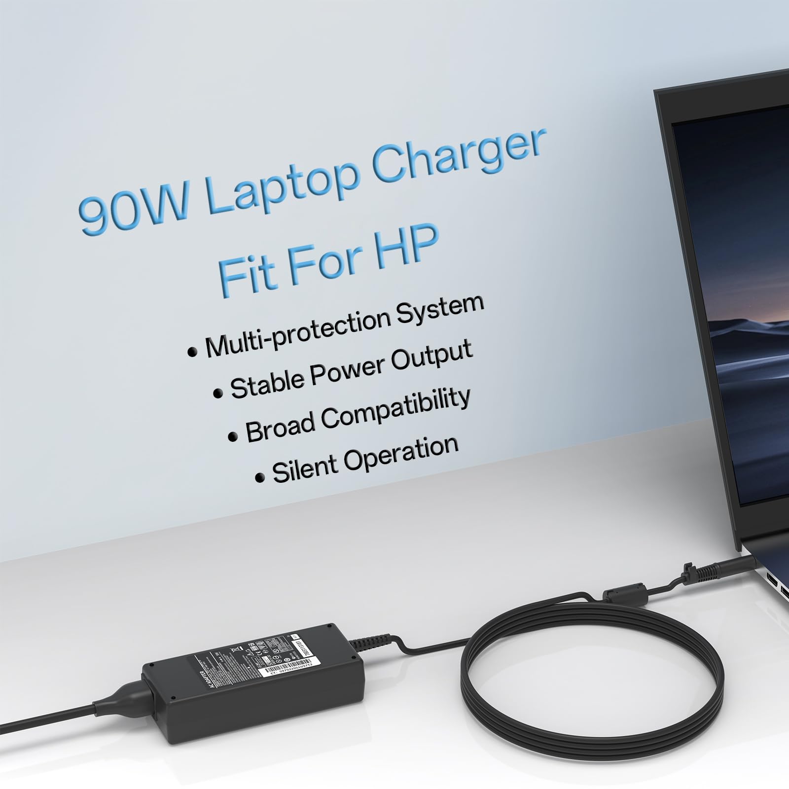 Cargador de laptop de 90 W, 19 V, 4,74 A CA, apto para HP