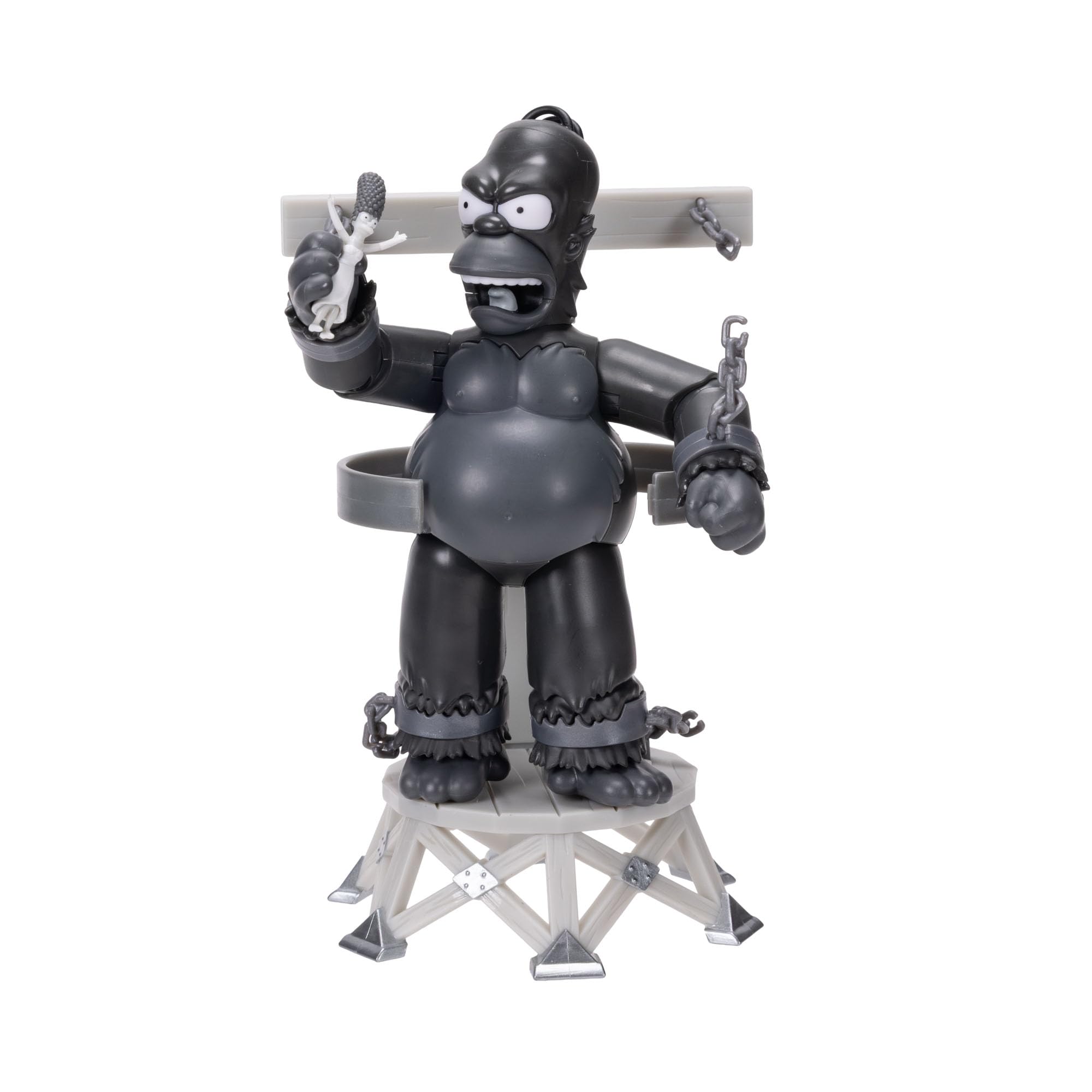 The Simpsons King Homer Premium Collectible 5" / 12.7cm Action Figure by JAKKS Pacific, Interactive Restraint Chair, Includes Mini Marge, Highly Articulated, Collector's Display Packaging
