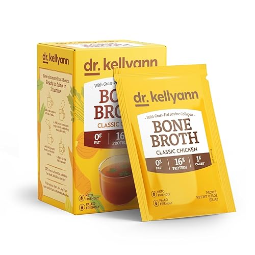 Miniatura 8 de Dr. Kellyann Paquetes de colágeno en polvo de caldo de hueso (7 porciones, 1 caja)  citronela tailandesa, 0.56oz de proteínaporción, colágeno