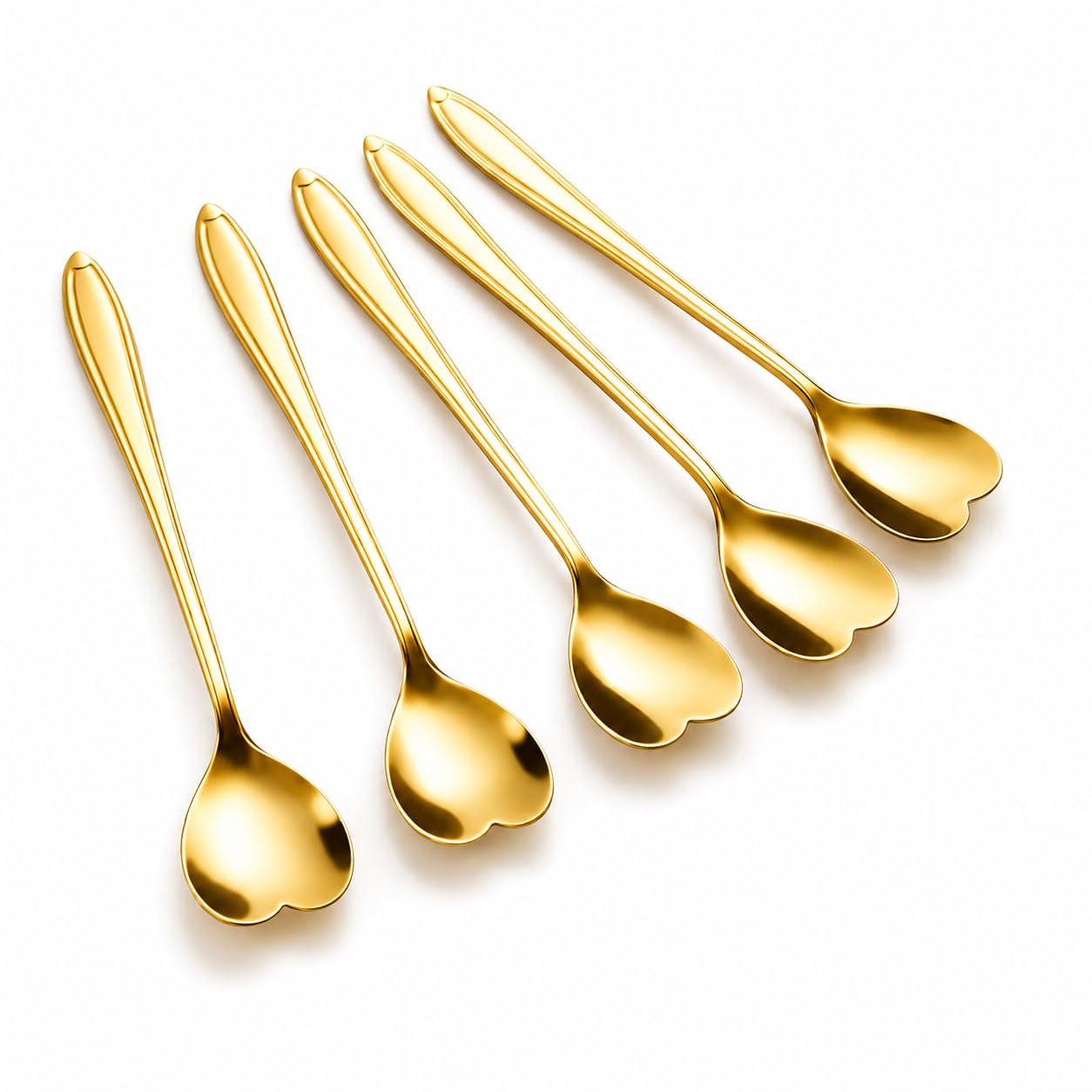 š¢ Kit Colher Coração Fofa para Cozinha Mesa Posta Douradas CafĆ© Sobremesa ChĆ” AƧo InoxidĆ”vel Kit Com 5 Colheres Coração + Frete GrĆ”tis