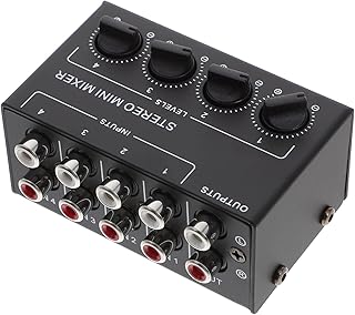 VICASKY 4 Mixers Passivos Mixers Portáteis Mixers De Interface De Áudio Mixer De Linha Estéreo Mixer De Áudio Abs Preto Mixer De Áudio De 4 Canais Mixer De 4 Canais Mini Liquidificadores