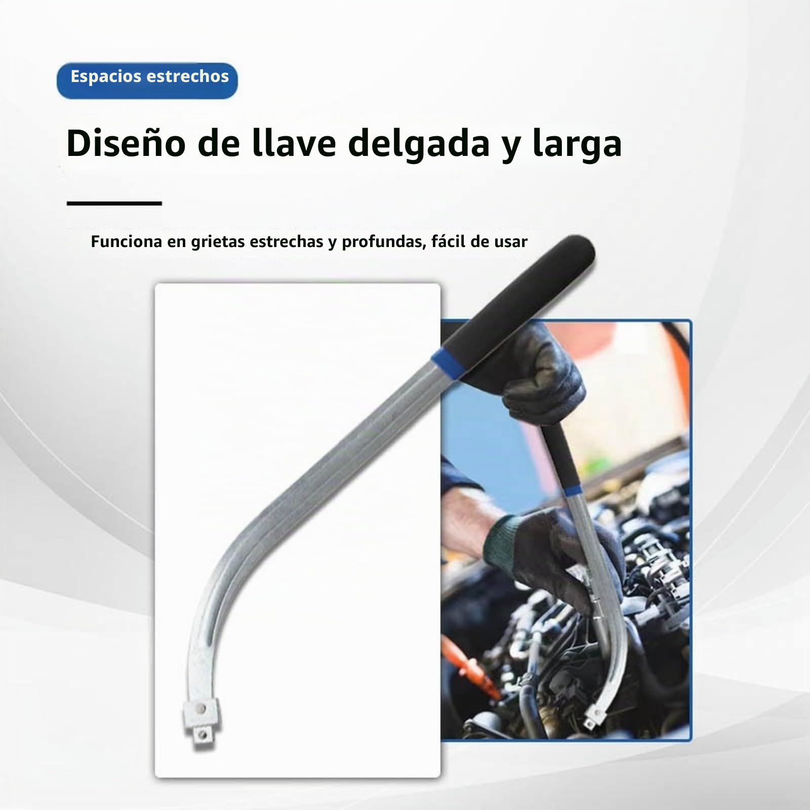 Juego de llaves de correa de motor ajustables de 15 piezas, herramientas de extracción de polea tensora de mango curvado para reparación de automóviles(15)