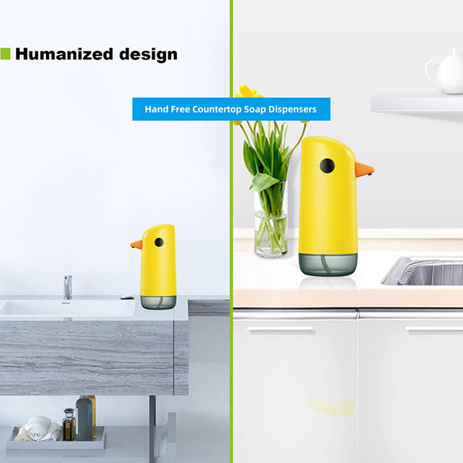 Distributori di Saponi Automatici, Anatra Gialla Simpatiche Boscaiolette Senza Touchneps del Sensore a Infrarossi Batteria Alimentata per la del Bagno, Distributori di