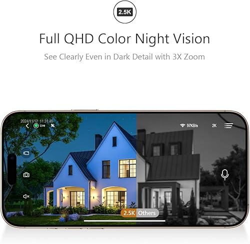 Miniatura 5 de Cámara de seguridad inalámbrica de 2.5K exteriorinterior, WiFi alimentado por batería, detección de movimiento, visión nocturna a color,