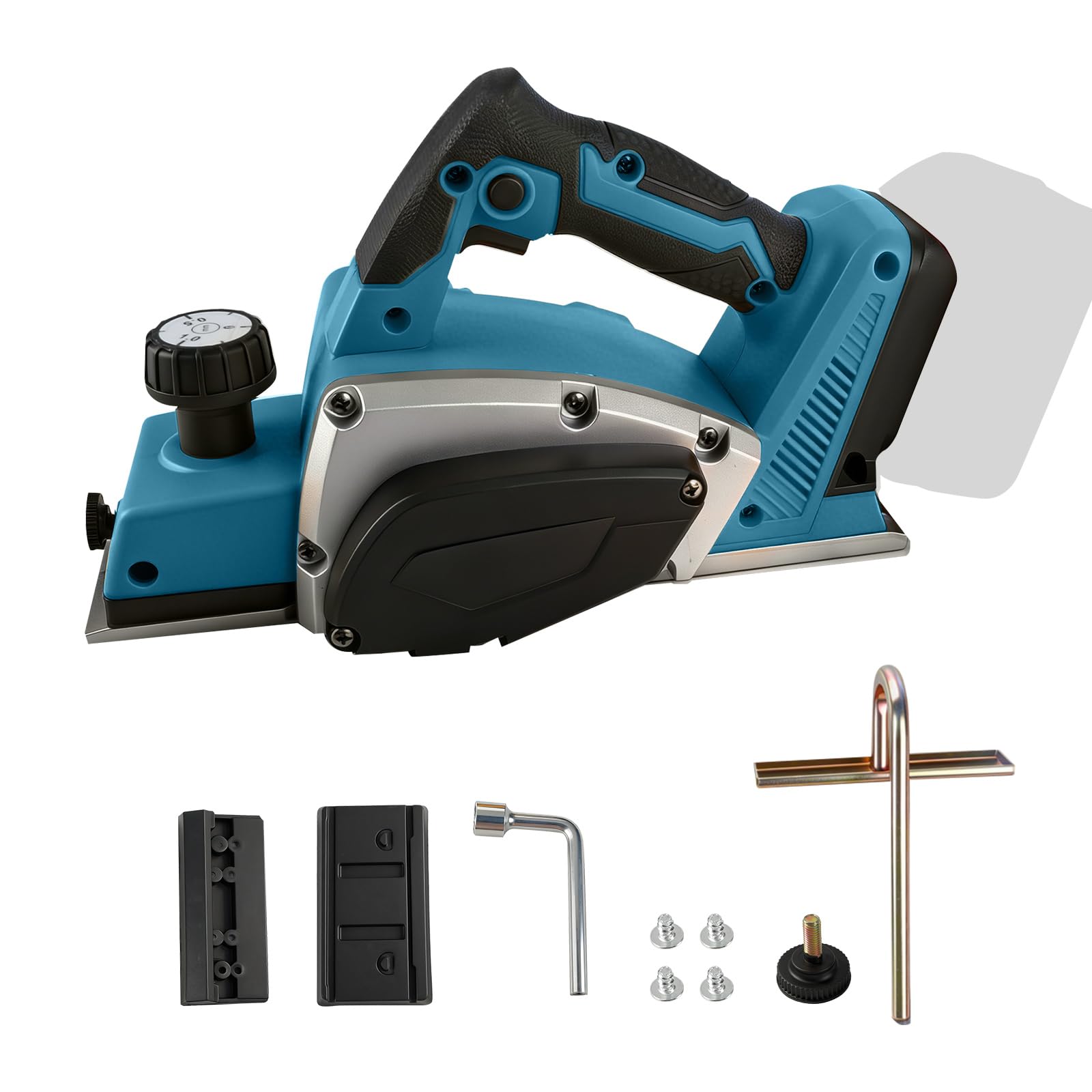 Cordless Electric Hand Planer Compatible with MK 18V Battery, 15000RPM Brushless Handheld Electric Wood Planer, 82mm Cut Width, 0-2mm Adjustable Depth for Woodworking Home DIY