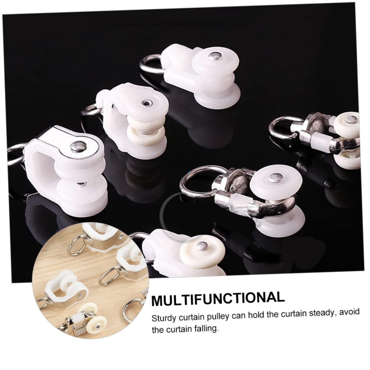 PRETYZOOM 40pcs Curtain Track Wheels Curtain Roller Pulleys for Closets and Offices Easy to Install and Use