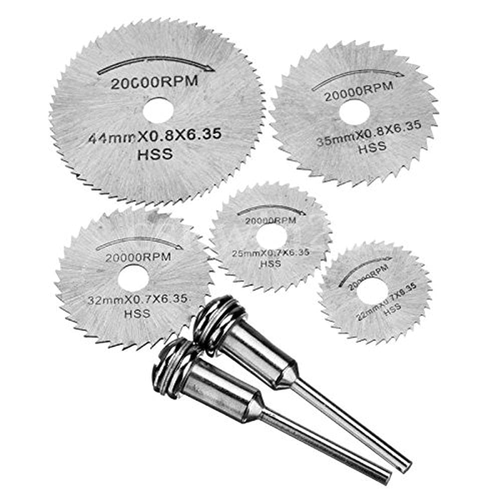 Diy Crafts 10279 7103 Mandrel & Hss Circular Wood Cutting Saw Blade Discs Rotary Tool, Multicolor, 7 Piece 1