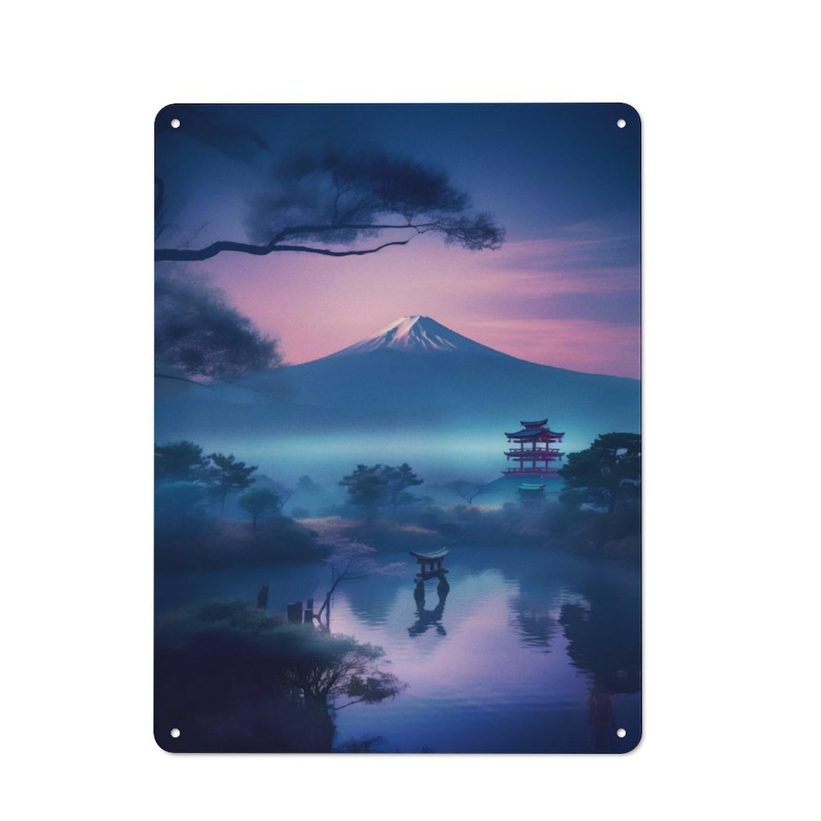 Metal Sign 40x30cm with Nature in Japan for Workshop Wall, Rustic Decor, for Collectors Decorating Workshops And Hobby Rooms